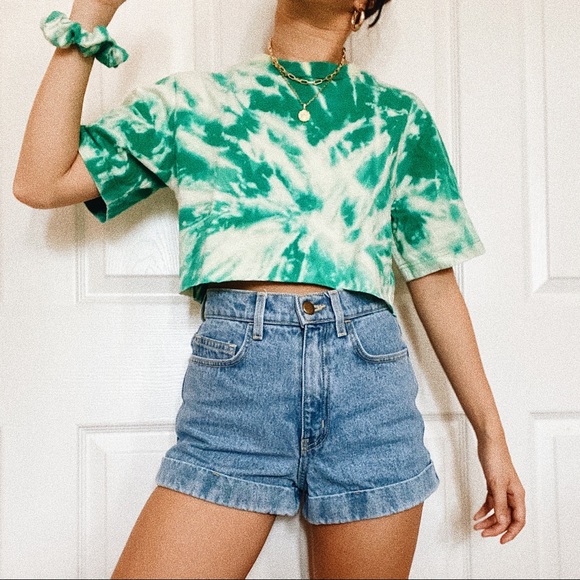 Cherokee Tops - Reworked Green Tee + Scrunchie